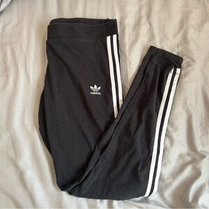 Adidas Women's Black Leggings with White Stripes